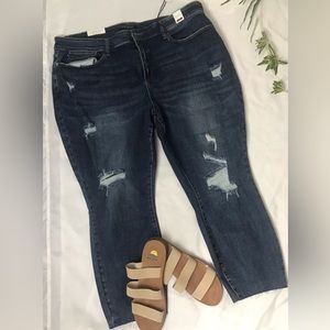 New With Tags, Judy Blue, Mid Rise, Relaxed Fit , Destroyed Jeans.  Size 24W